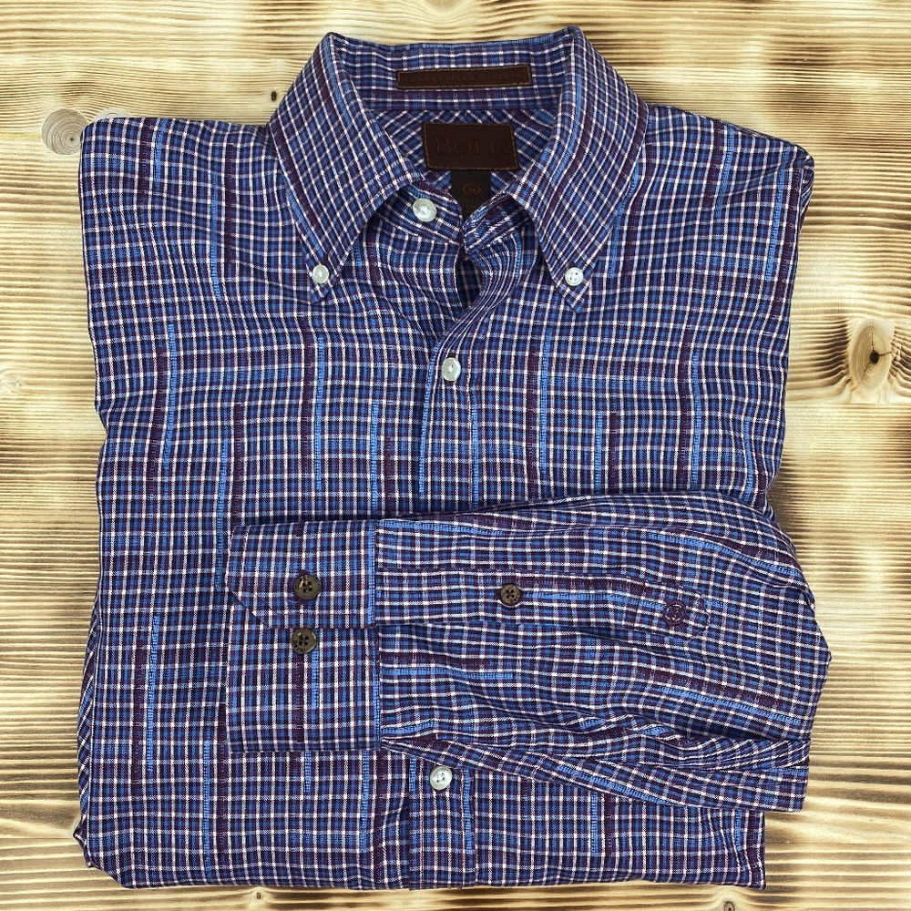 BORN Men's Long Sleeve Button Down SZ M